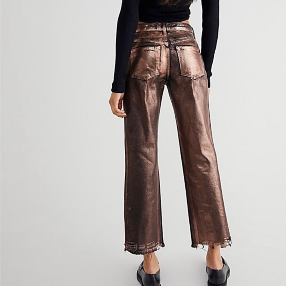 We The Free Metallic Bronze Cropped Jeans